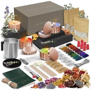 Hearth & Harbor Organic Soy Candle Making Kit for Adults, DIY Crafts, Flowers